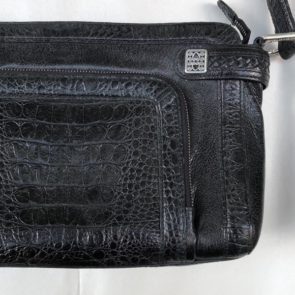 𝅺Brighton black leather square classic shoulder bag. - Picture 3 of 12